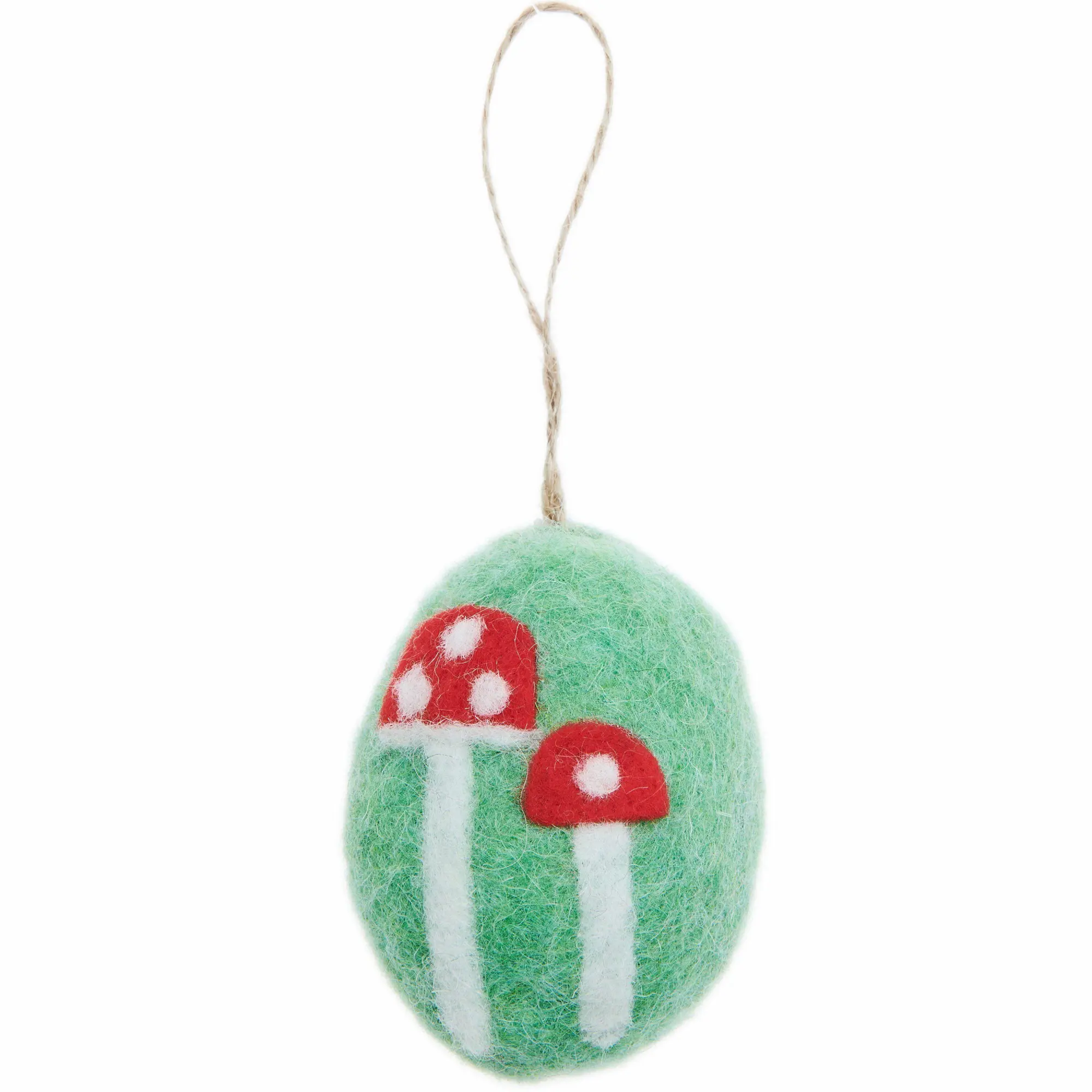 Aufhänger Filz-Ei Fliegenpilz, Grün, 7,8 x Ø 5,8cm