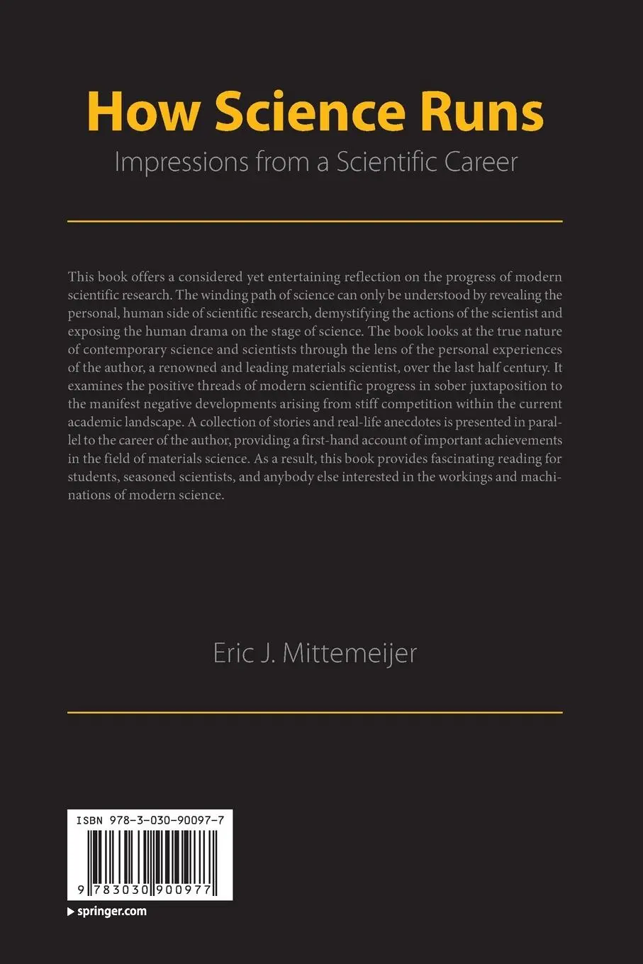 Rückseite: 9783030900977 | How Science Runs | Impressions from a Scientific Career | Mittemeijer