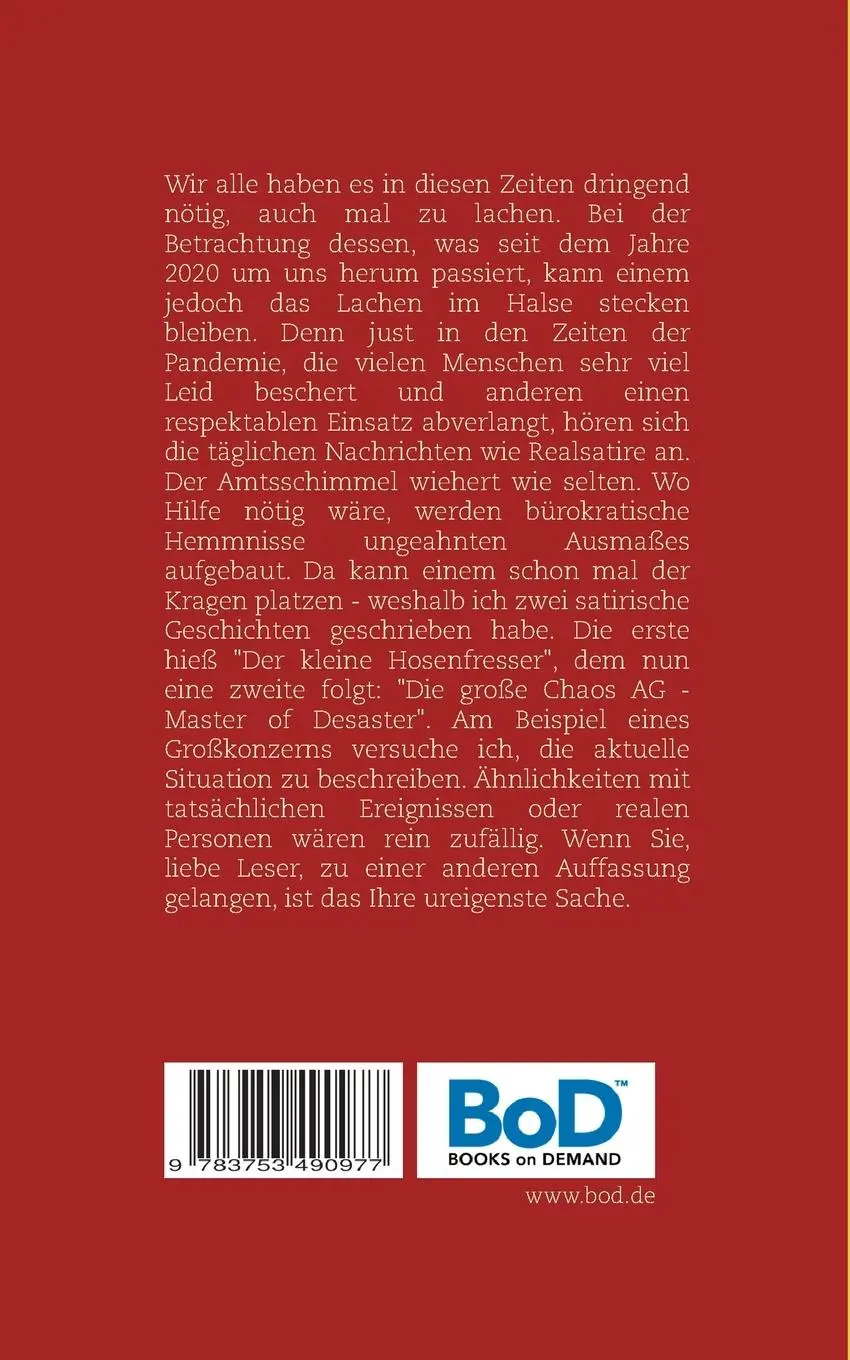 Rückseite: 9783753490977 | Die große Chaos AG | Master of Deaster | Manfred Bomm | Taschenbuch