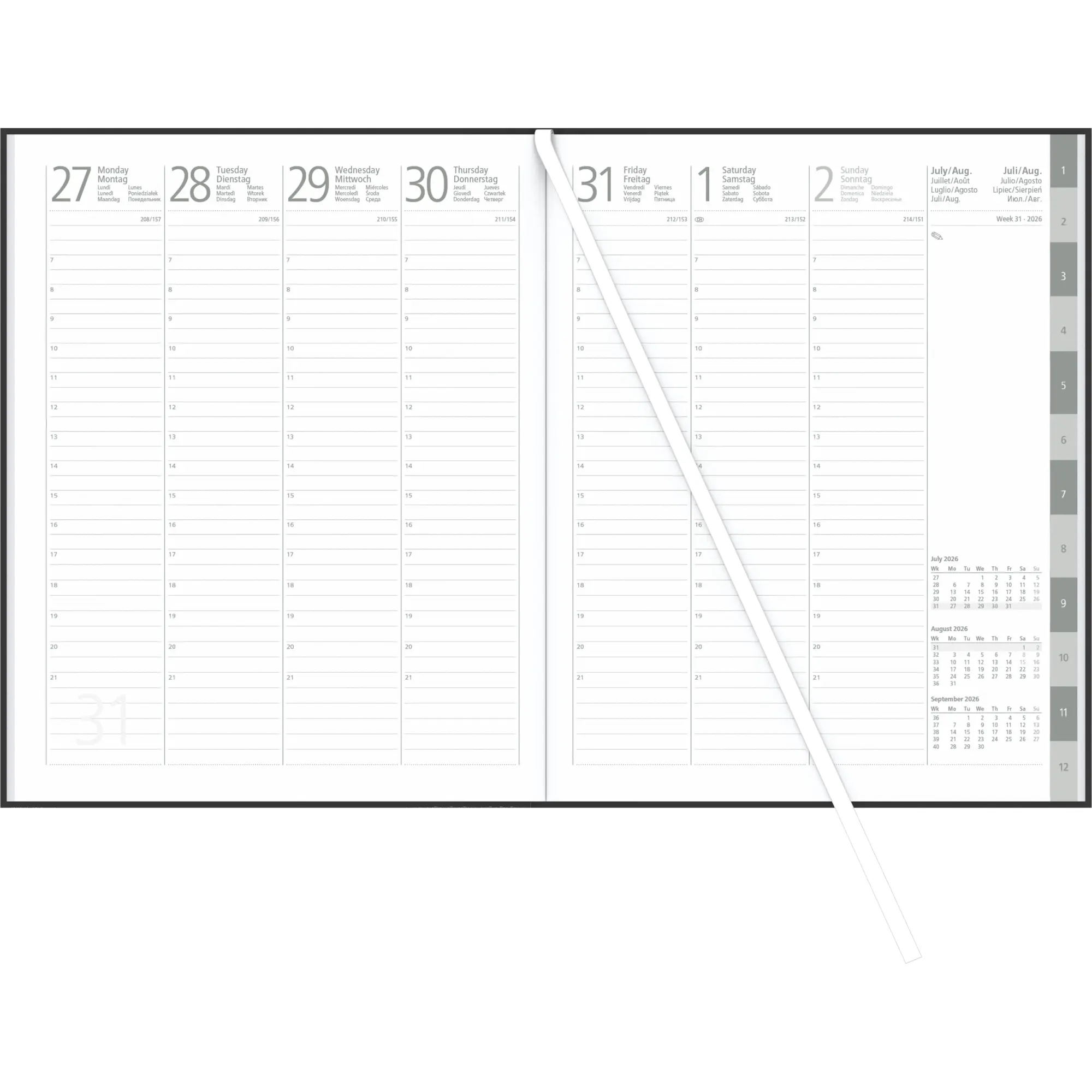 Bild: 4069095001077 | Wochenbuch anthrazit 2026 - Bürokalender 21x26,5 cm - 1 Woche auf 2...
