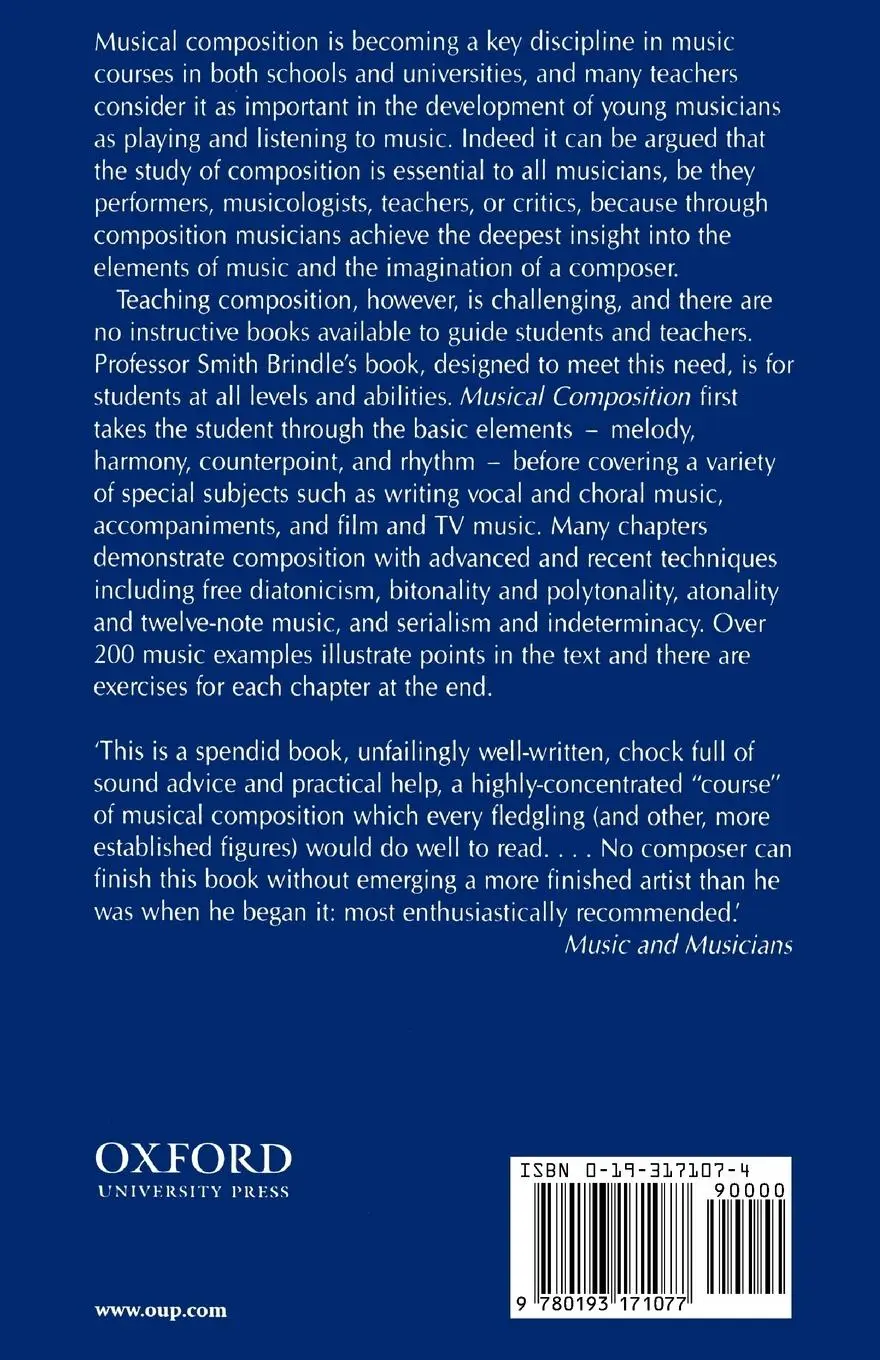Rückseite: 9780193171077 | Musical Composition | Reginald Smith Brindle (u. a.) | Taschenbuch