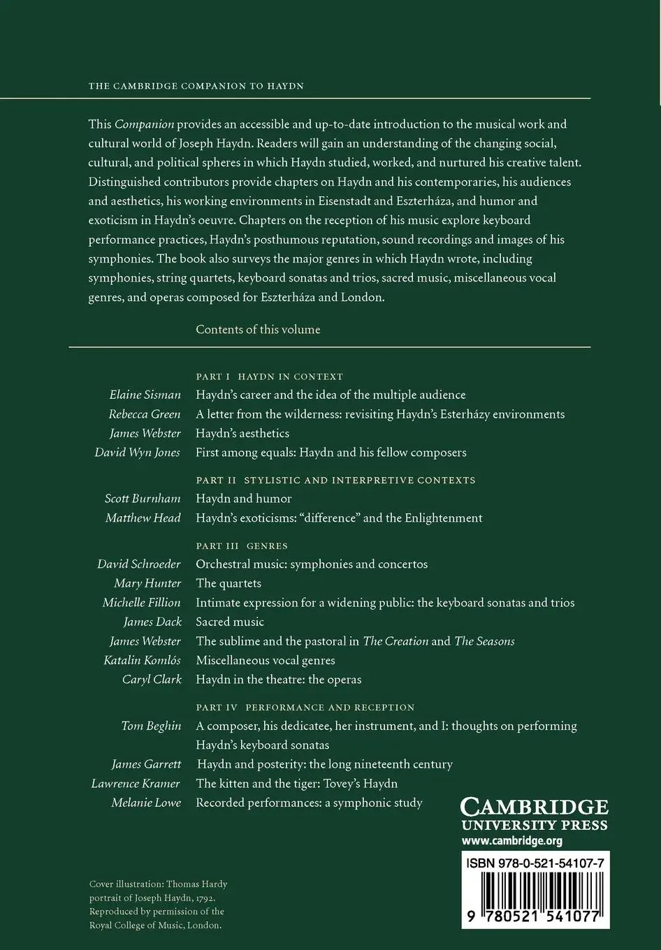 Rückseite: 9780521541077 | The Cambridge Companion to Haydn | Caryl Clark | Taschenbuch | 2010