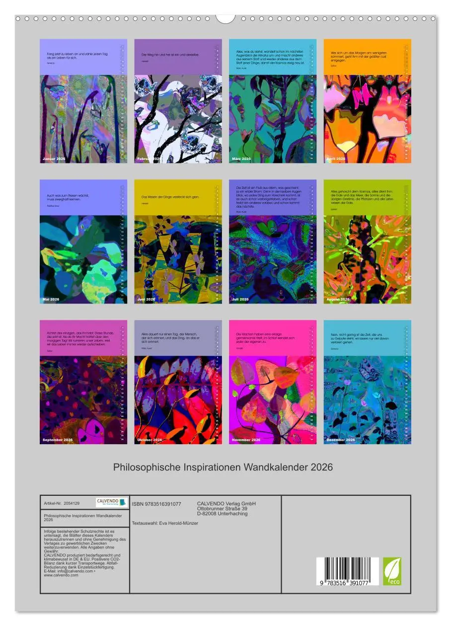 Bild: 9783516391077 | Philosophische Inspirationen Wandkalender 2026 (hochwertiger...