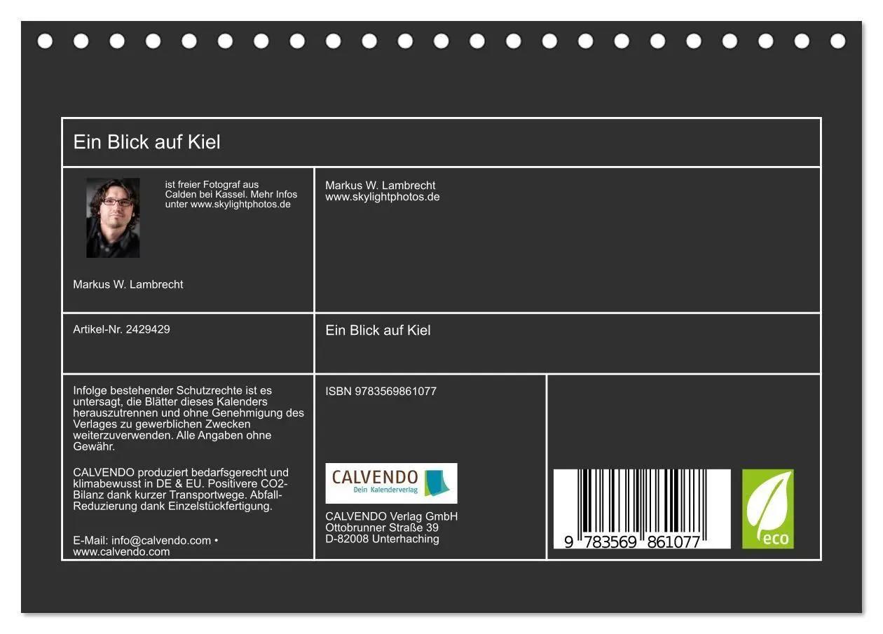 Bild: 9783569861077 | Ein Blick auf Kiel (Tischkalender 2027 DIN A5 quer), CALVENDO...