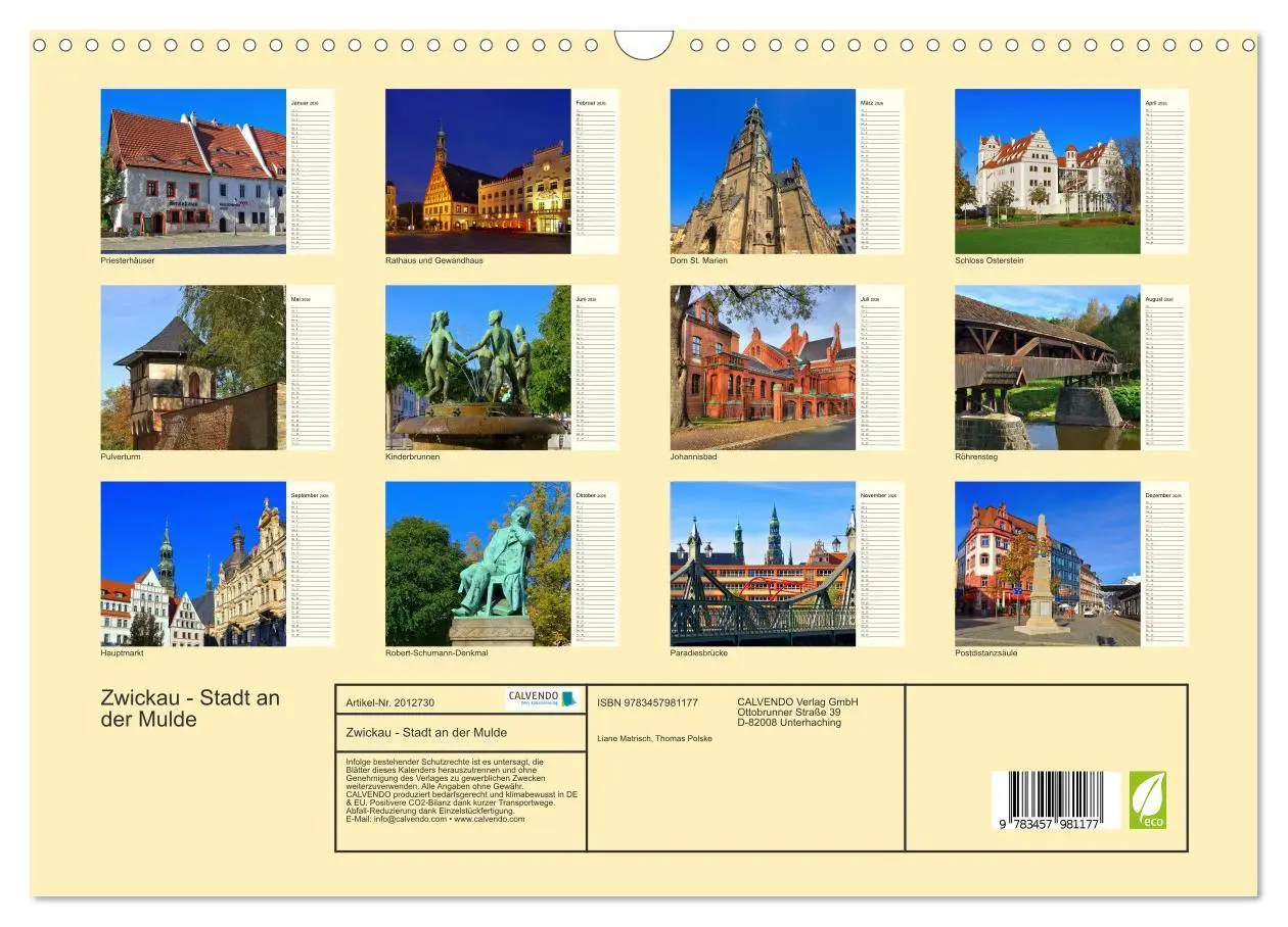 Bild: 9783457981177 | Zwickau - Stadt an der Mulde (Wandkalender 2026 DIN A3 quer),...