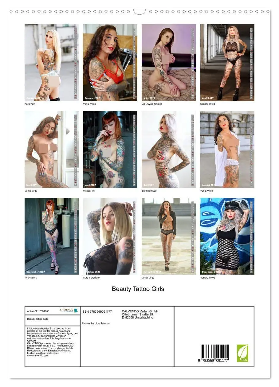 Bild: 9783569091177 | Beauty Tattoo Girls (hochwertiger Premium Wandkalender 2027 DIN A2...