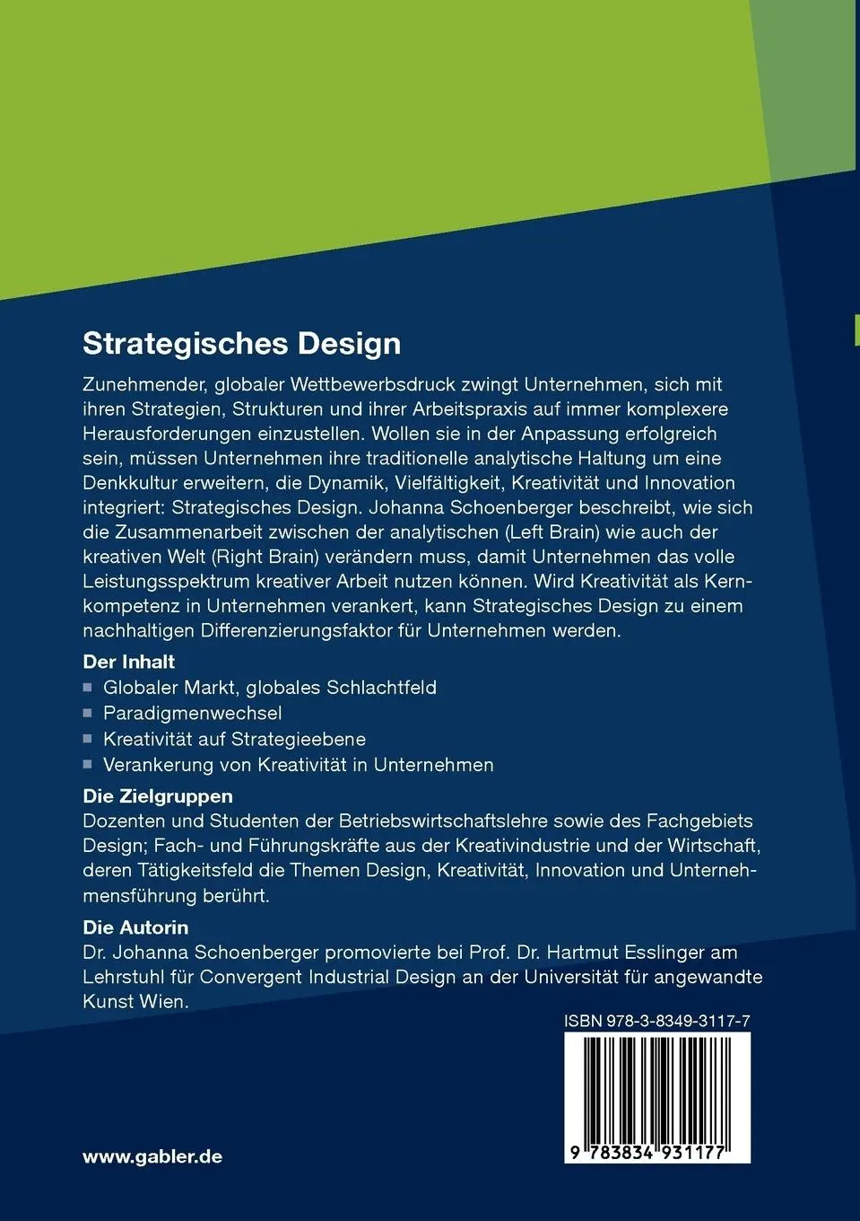 Rückseite: 9783834931177 | Strategisches Design | Johanna Schoenberger | Taschenbuch | xvii
