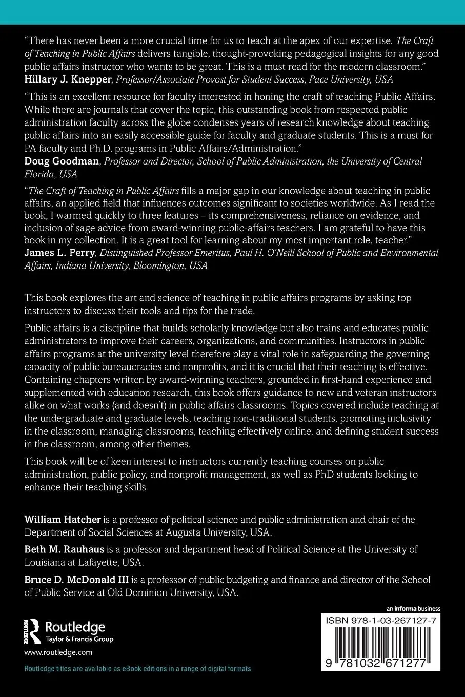 Rückseite: 9781032671277 | The Craft of Teaching in Public Affairs | Beth M. Rauhaus (u. a.)