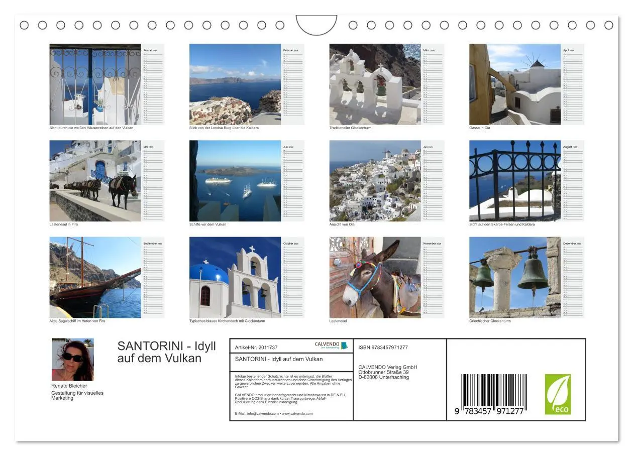 Bild: 9783457971277 | SANTORINI - Idyll auf dem Vulkan (Wandkalender 2026 DIN A4 quer),...