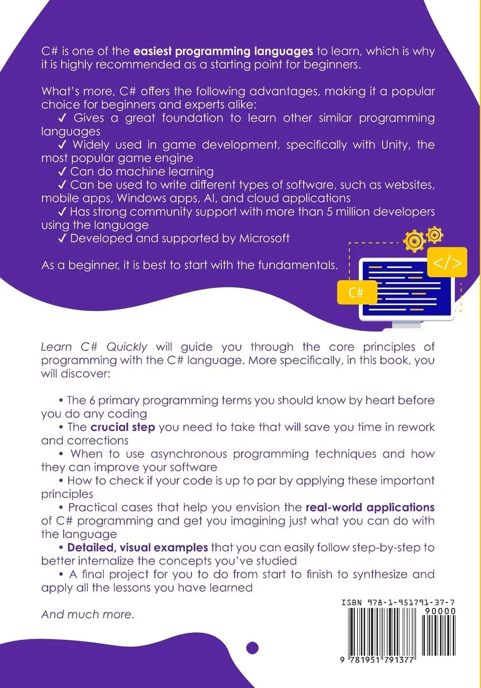 Rückseite: 9781951791377 | Learn C# Quickly | Code Quickly | Taschenbuch | Englisch | 2020