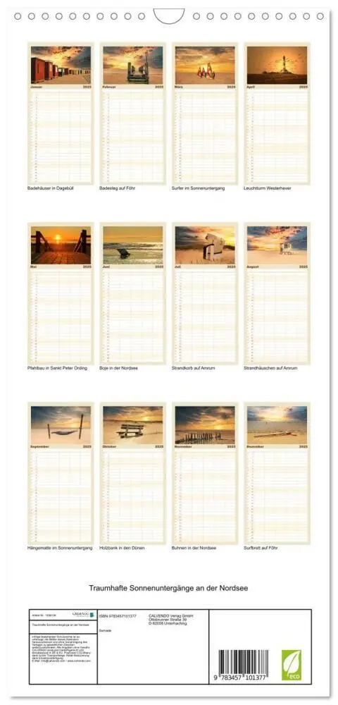 Bild: 9783457101377 | Familienplaner 2025 - Traumhafte Sonnenuntergänge an der Nordsee...