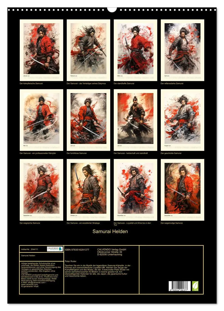Bild: 9783516291377 | Samurai Helden (Wandkalender 2026 DIN A2 hoch), CALVENDO...