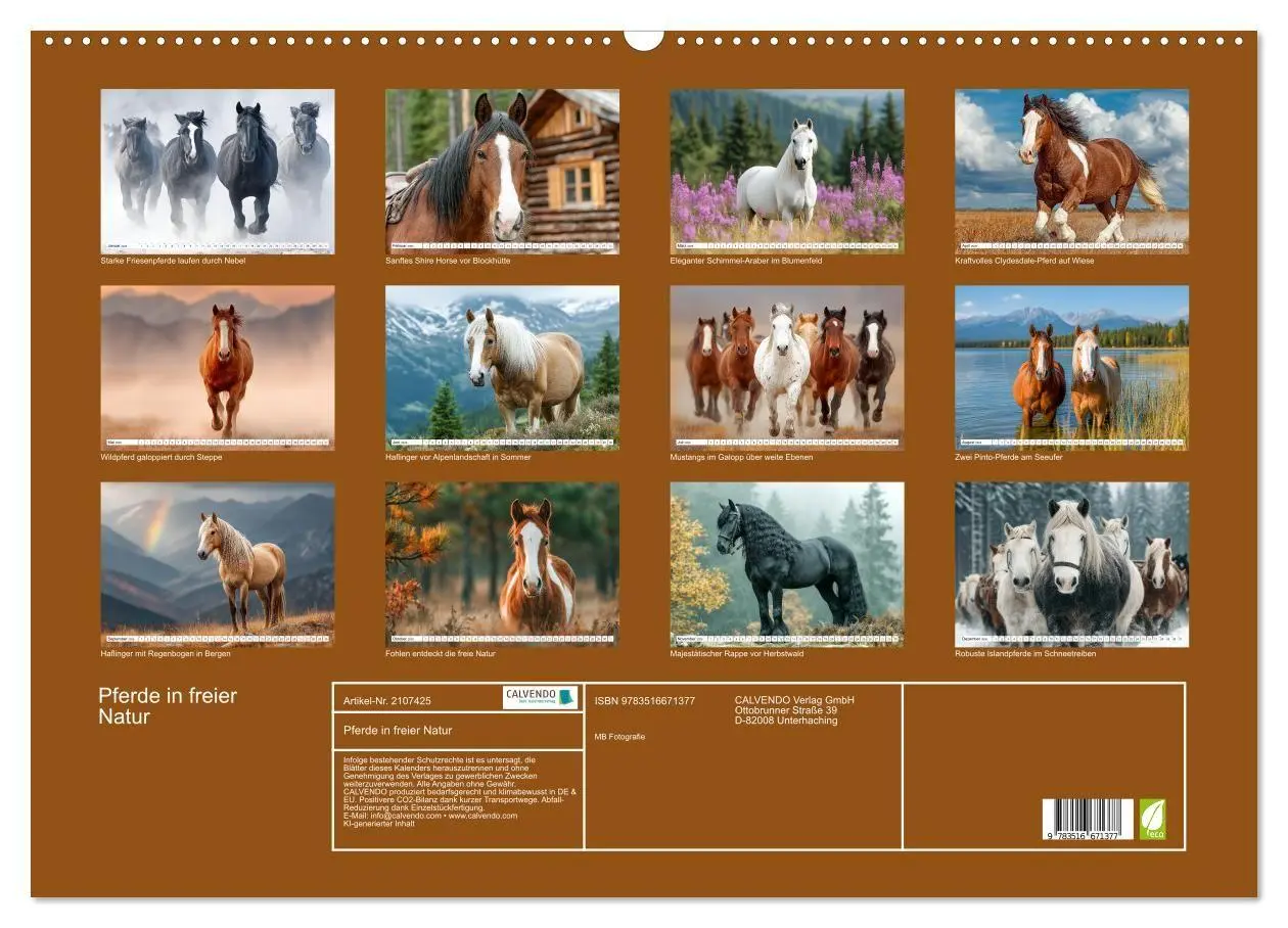 Bild: 9783516671377 | Pferde in freier Natur (Wandkalender 2026 DIN A2 quer), CALVENDO...