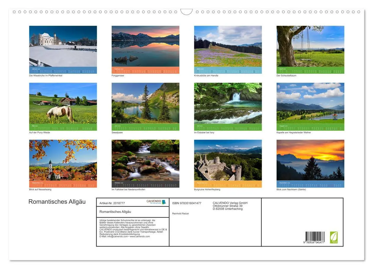 Bild: 9783516041477 | Romantisches Allgäu (Wandkalender 2026 DIN A2 quer), CALVENDO...