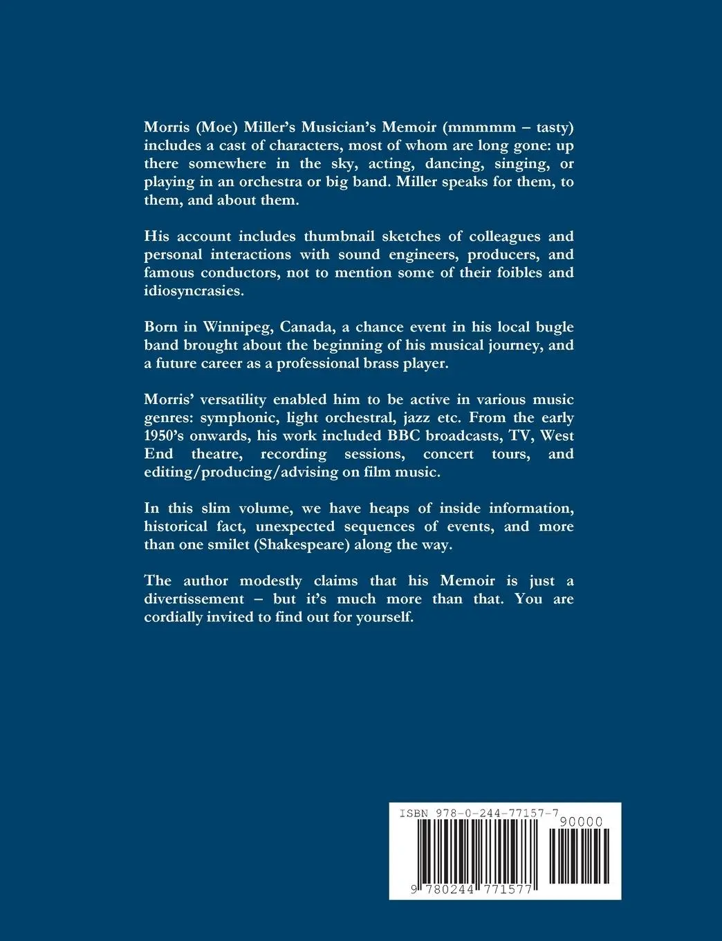 Rückseite: 9780244771577 | Me and My Trumpet | A Musician's Memoir | Morris Miller | Taschenbuch