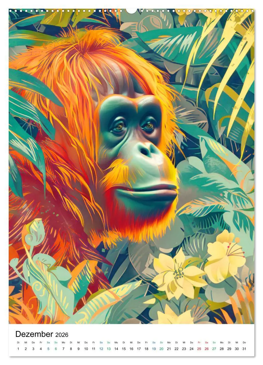 Bild: 9783516271577 | Dschungeltiere im Pop-Art Stil (Wandkalender 2026 DIN A2 hoch),...