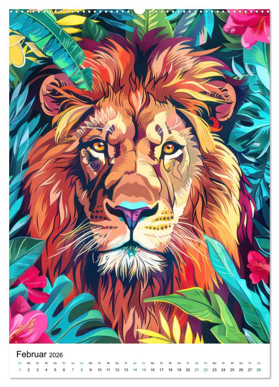 Bild: 9783516271577 | Dschungeltiere im Pop-Art Stil (Wandkalender 2026 DIN A2 hoch),...