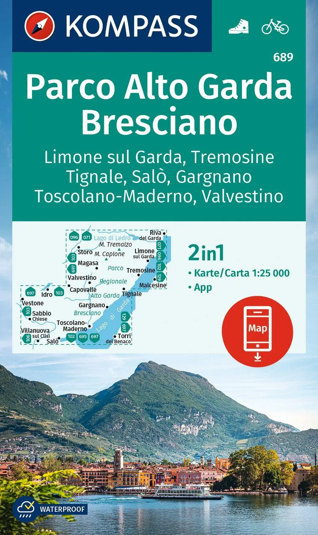 Cover: 9783991541677 | KOMPASS Wanderkarte 689 Parco Alto Garda, Bresciano, Limone sul...