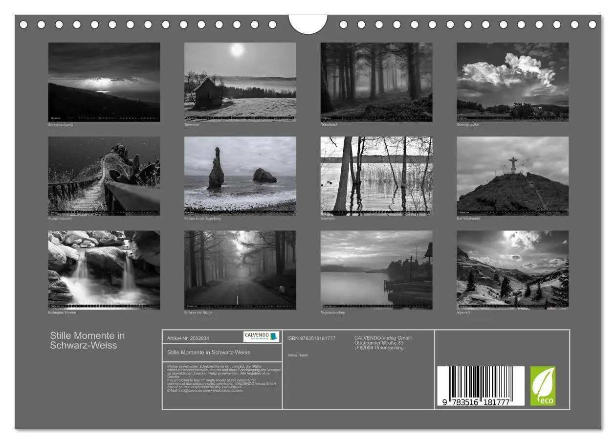 Bild: 9783516181777 | Stille Momente in Schwarz-Weiss (Wandkalender 2026 DIN A4 quer),...