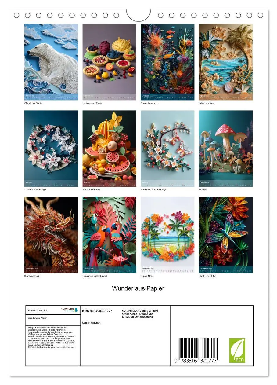 Bild: 9783516321777 | Wunder aus Papier (Wandkalender 2026 DIN A4 hoch), CALVENDO...