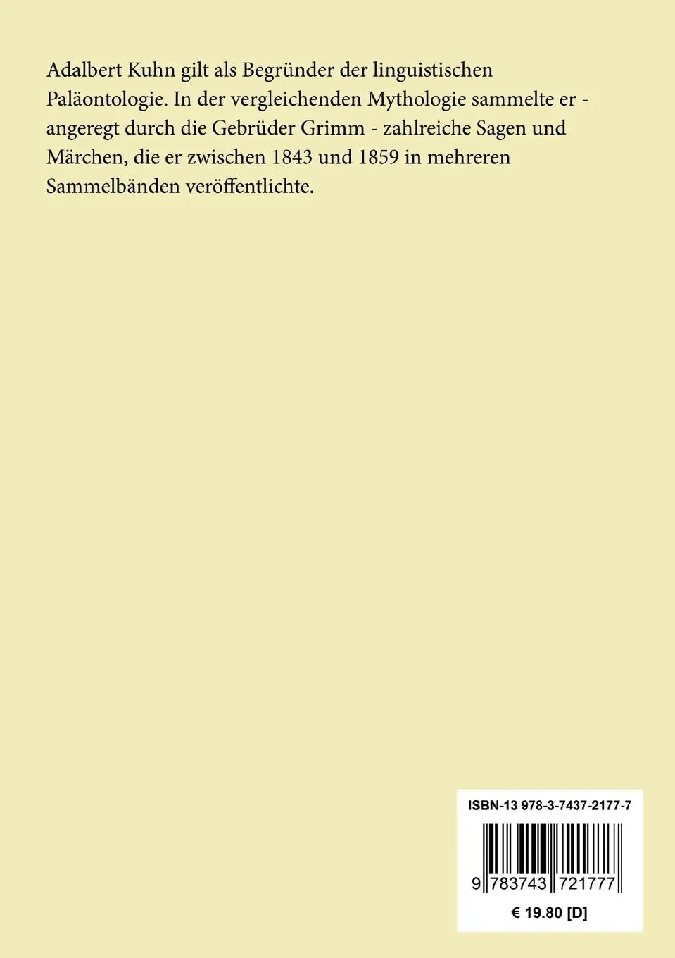 Rückseite: 9783743721777 | Norddeutsche Sagen, Märchen und Gebräuche | Adalbert Kuhn (u. a.)