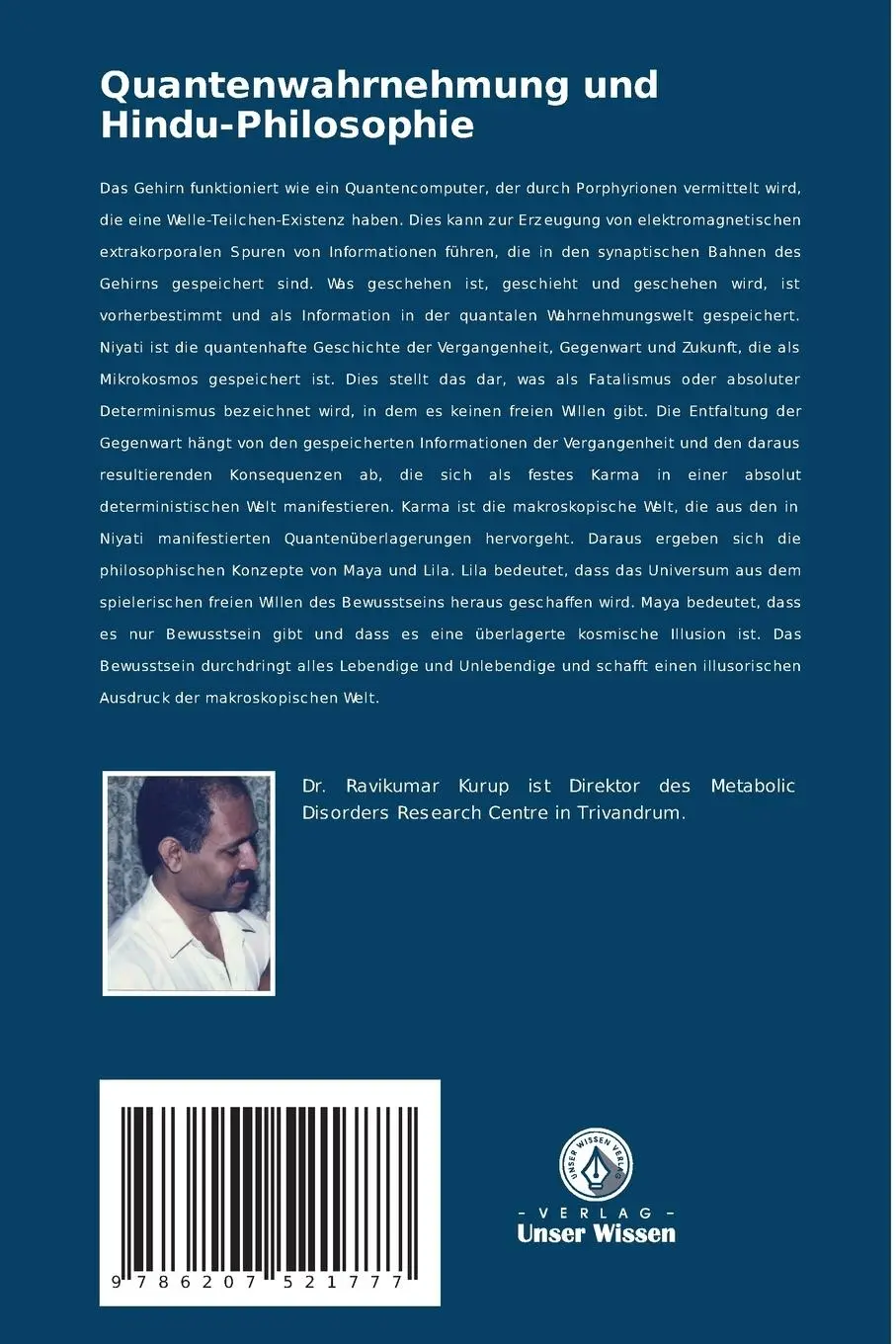 Rückseite: 9786207521777 | Quantenwahrnehmung und Hindu-Philosophie | Ravikumar Kurup (u. a.)