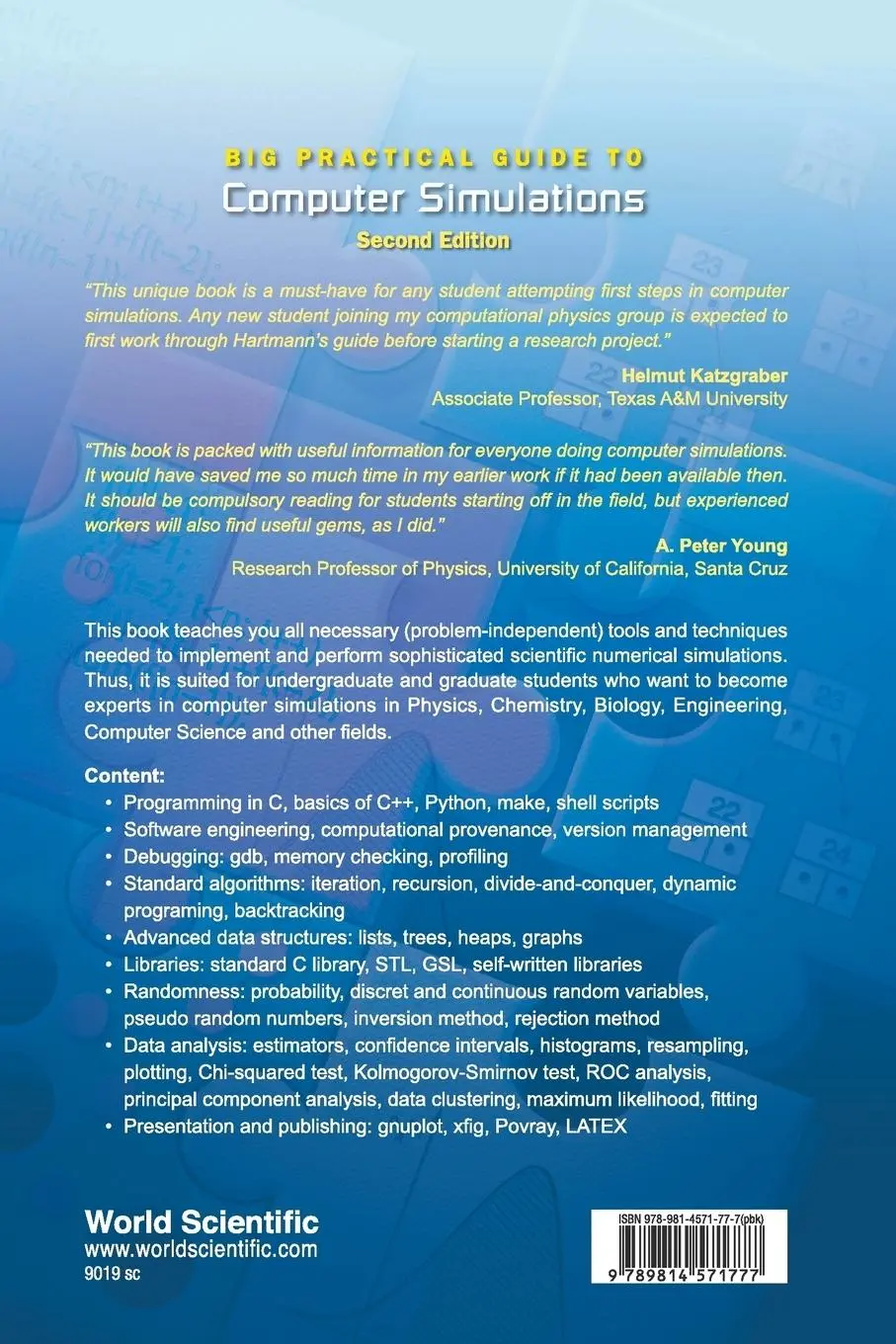 Rückseite: 9789814571777 | BIG PRAC GUIDE COMP SIMULA (2ND ED) | Hartmann Alexander K | Buch