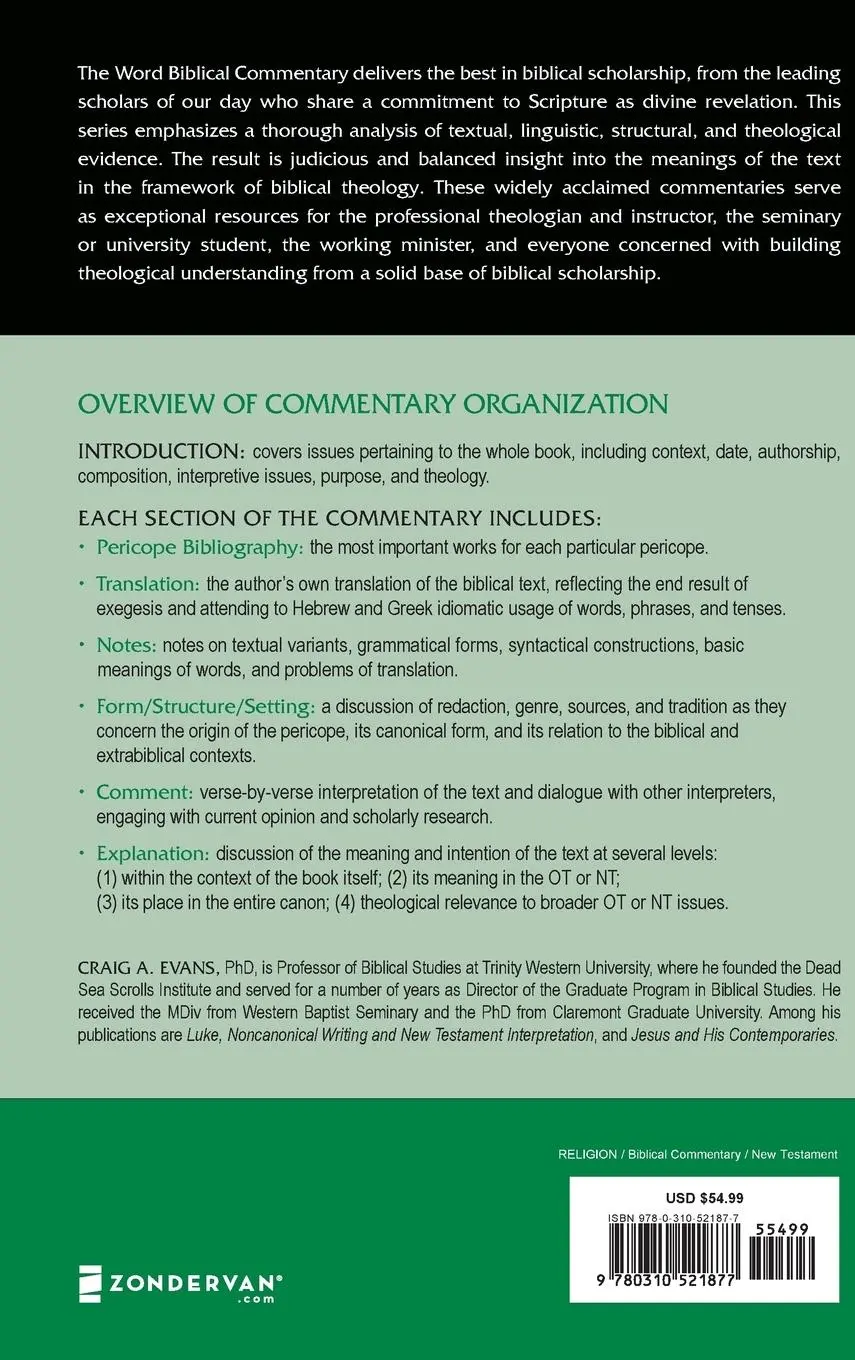 Rückseite: 9780310521877 | Mark 8 | 27-16:20, Volume 34B | Craig A. Evans | Buch | Gebunden
