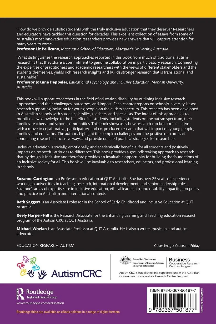 Rückseite: 9780367501877 | Research Approaches to Supporting Students on the Autism Spectrum...