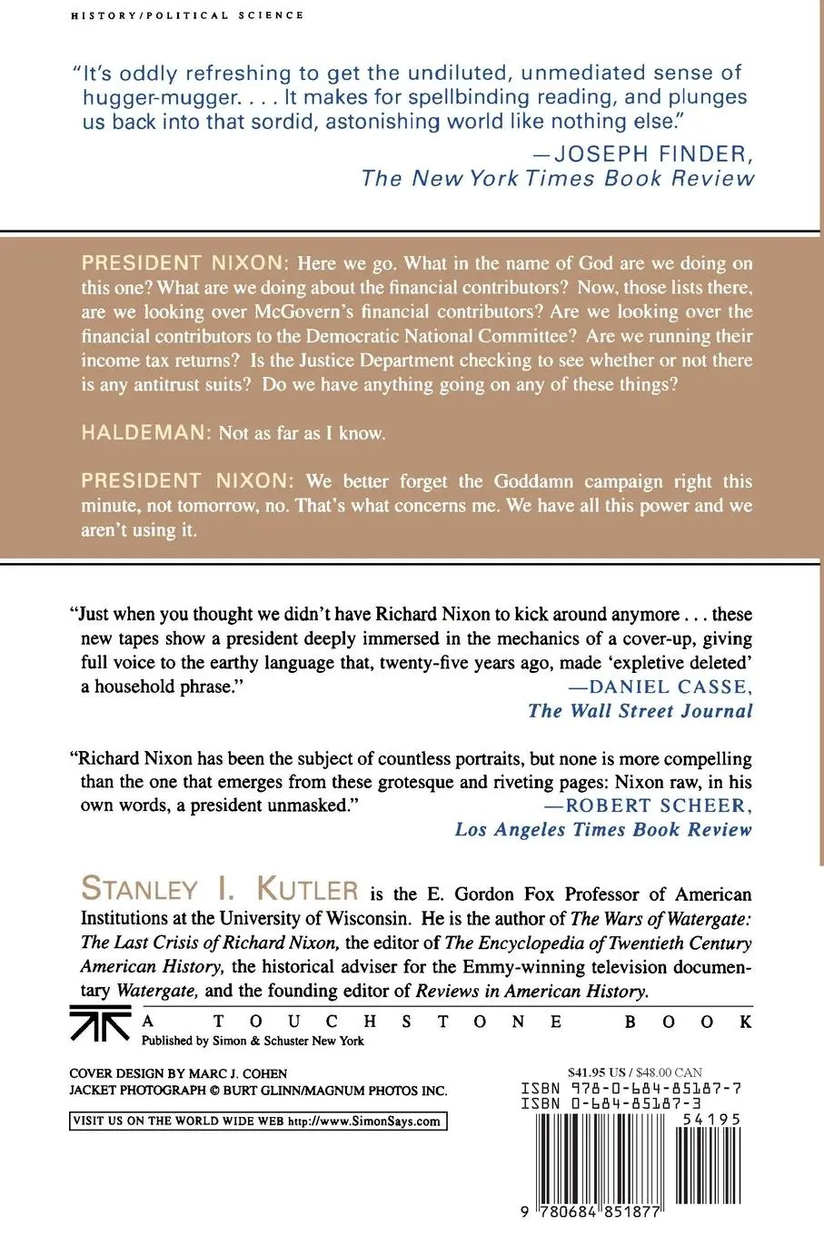 Rückseite: 9780684851877 | Abuse of Power | The New Nixon Tapes | Stanley I. Kutler | Taschenbuch