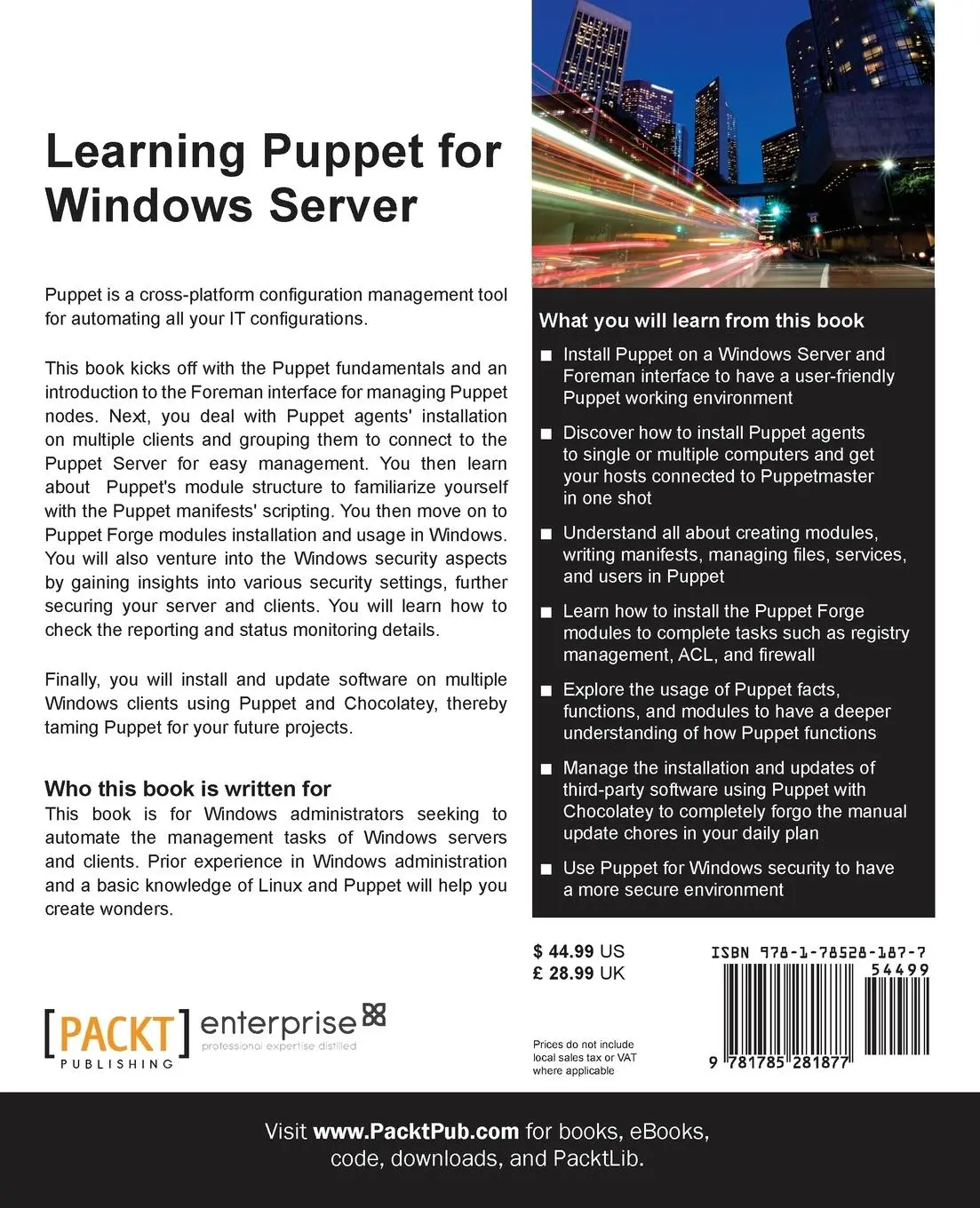 Rückseite: 9781785281877 | Learning Puppet for Windows Server | Fuat Ulugay | Taschenbuch | 2015