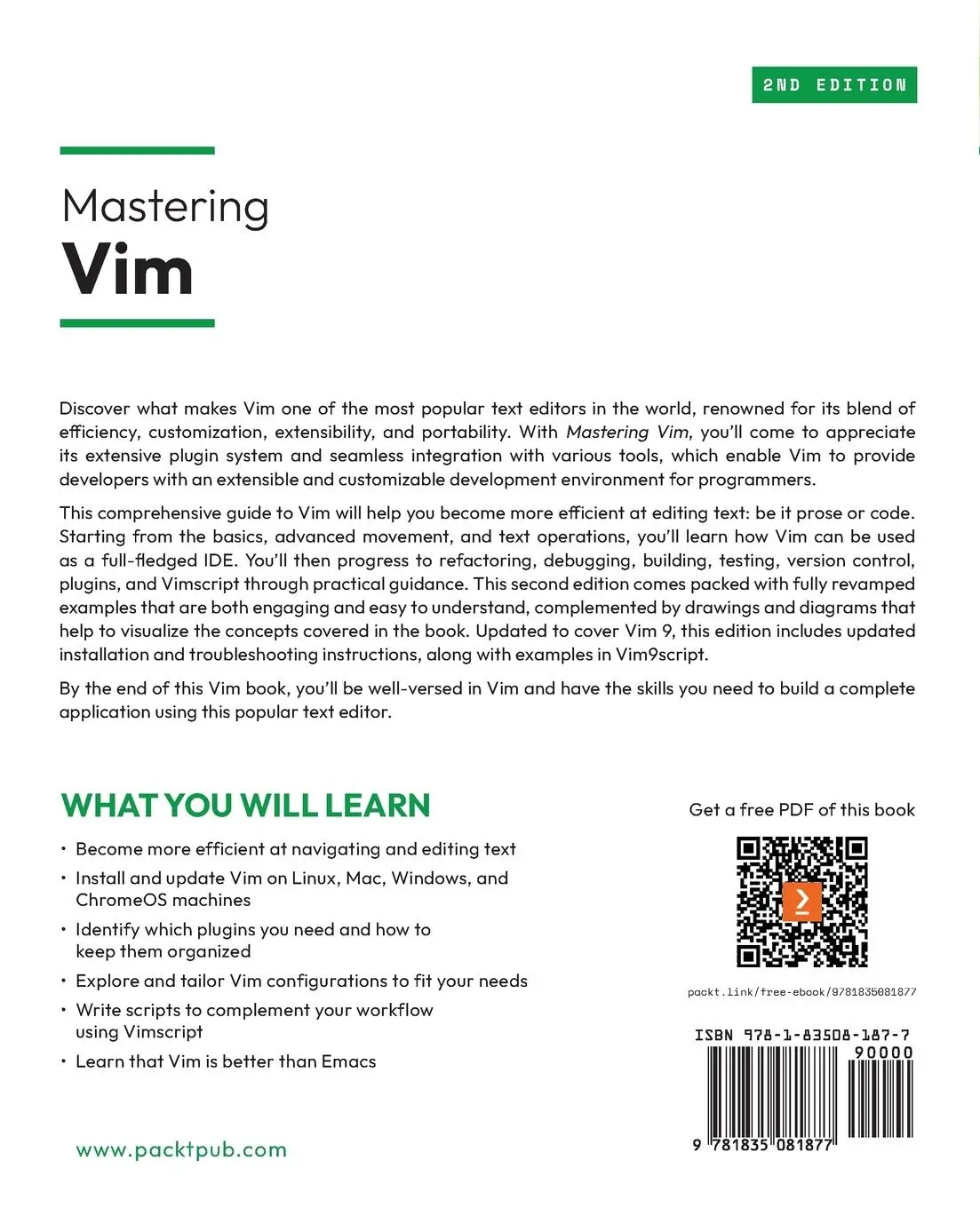 Rückseite: 9781835081877 | Mastering Vim - Second Edition | Ruslan Osipov | Taschenbuch | 2024