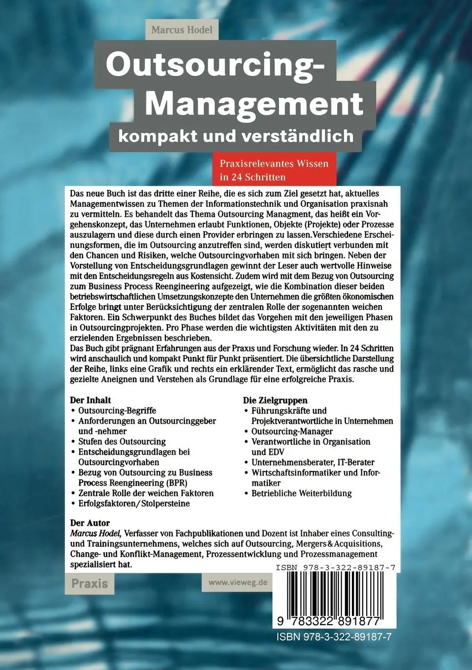 Rückseite: 9783322891877 | Outsourcing-Management kompakt und verständlich | Marcus Hodel | Buch