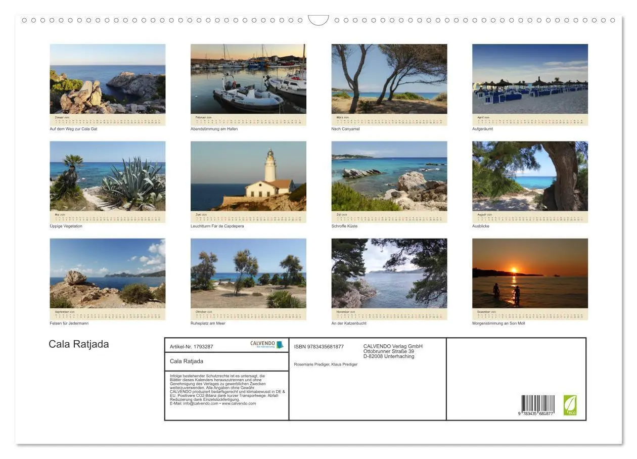Bild: 9783435681877 | Cala Ratjada (Wandkalender 2025 DIN A2 quer), CALVENDO Monatskalender