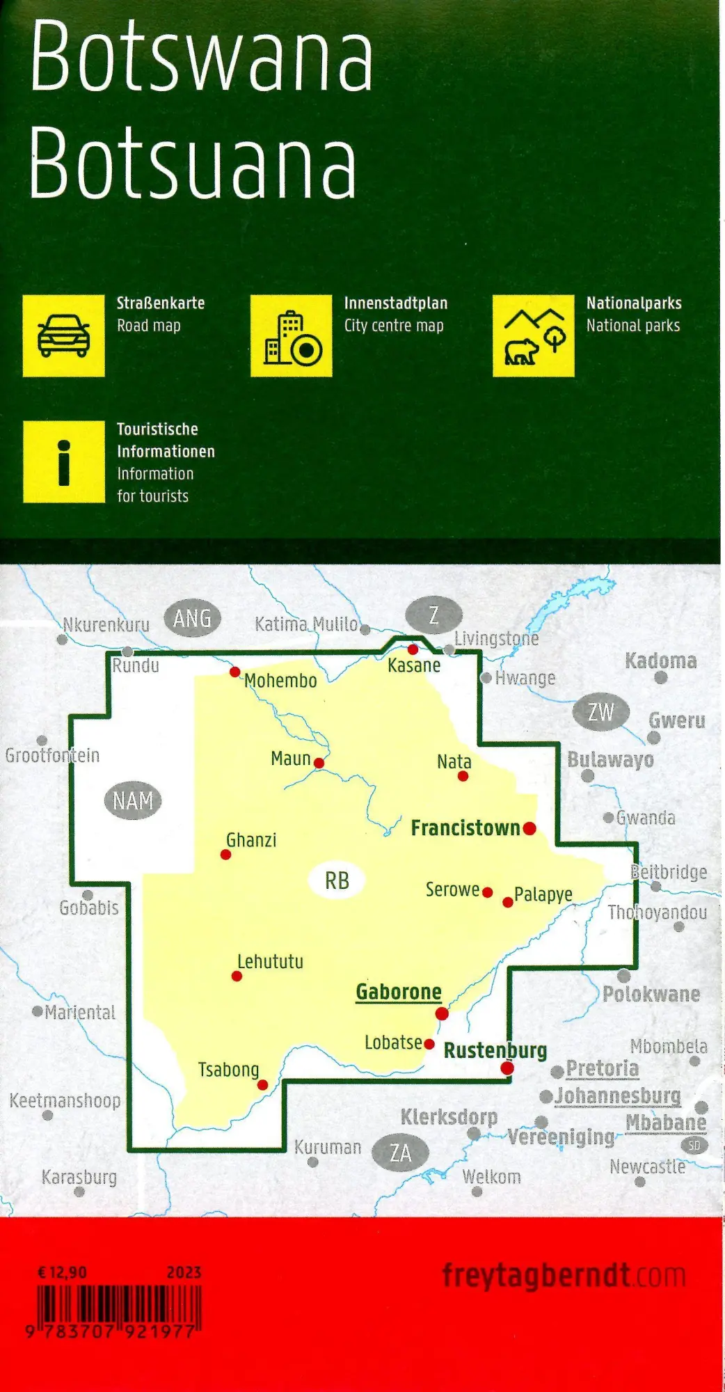 Bild: 9783707921977 | Botsuana, Straßenkarte 1:1.100.000, freytag &amp; berndt | Berndt | 2023