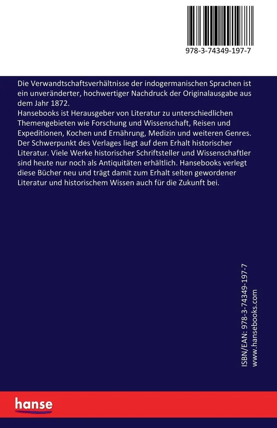 Rückseite: 9783743491977 | Die Verwandtschaftsverhältnisse der indogermanischen Sprachen | Buch