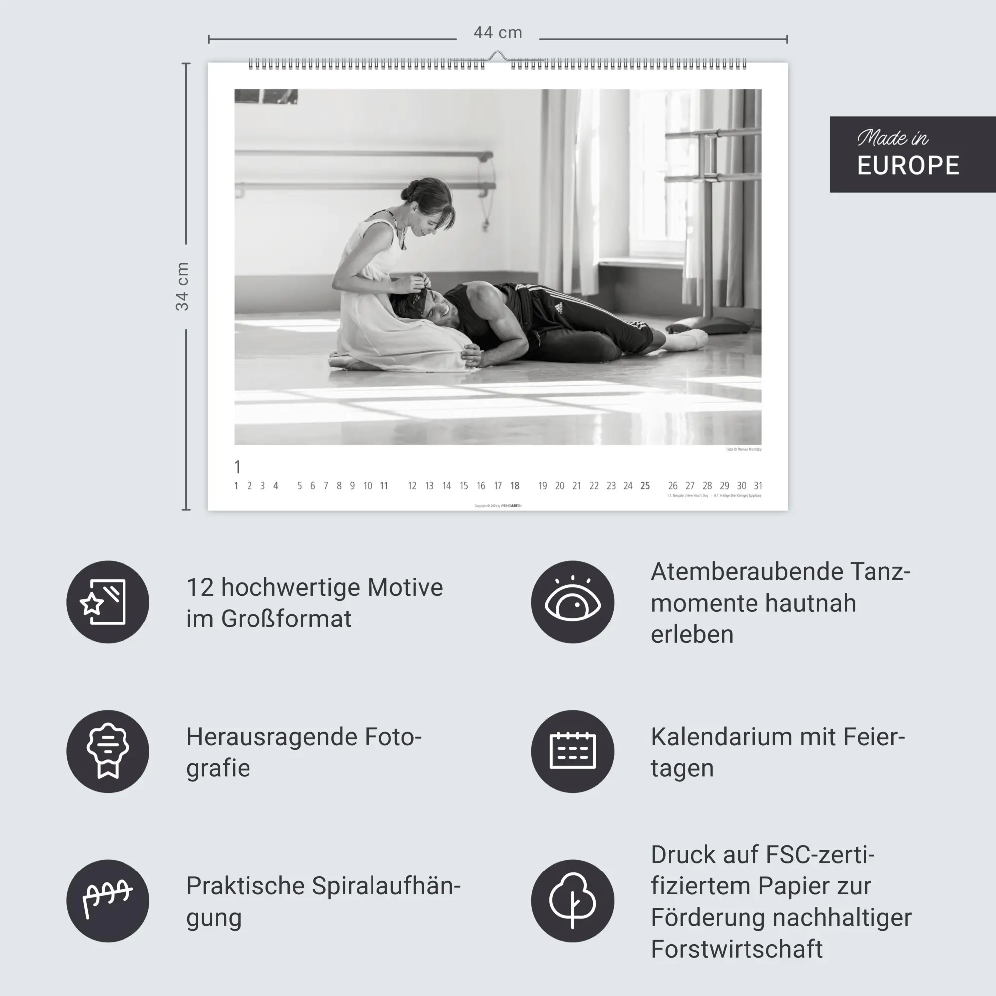 Bild: 9783839901977 | Ballettsaal - Stuttgarter Ballett Kalender 2026 | Roman Novitzky