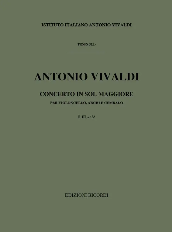 Cover: 9790041911977 | Concerto Per Violoncello, Archi e BC In Sol Rv 415 | Antonio Vivaldi