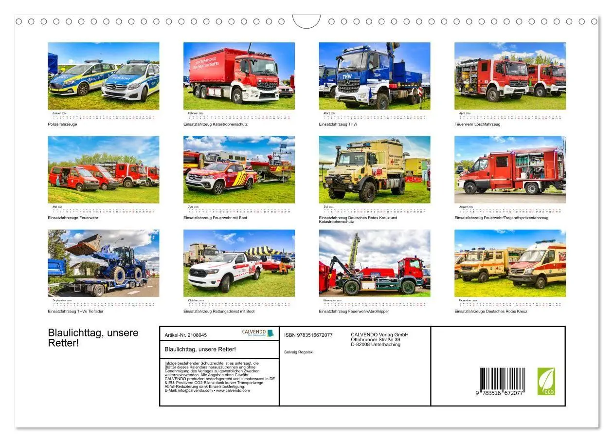 Bild: 9783516672077 | Blaulichttag, unsere Retter! (Wandkalender 2026 DIN A3 quer),...