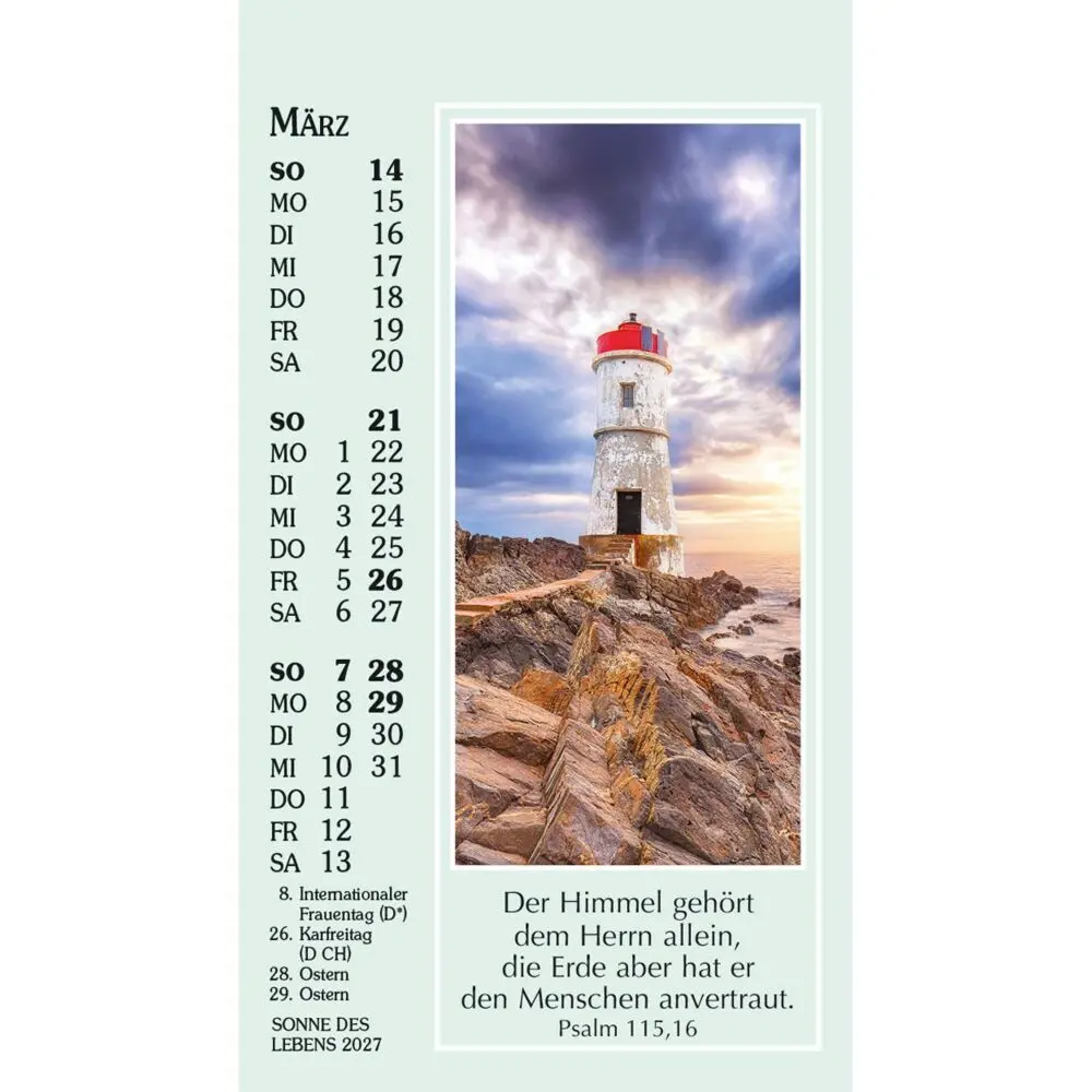 Bild: 9783754892077 | Sonne des Lebens 2027 | Mini-Kalender mit Bibelworten und Farbfotos