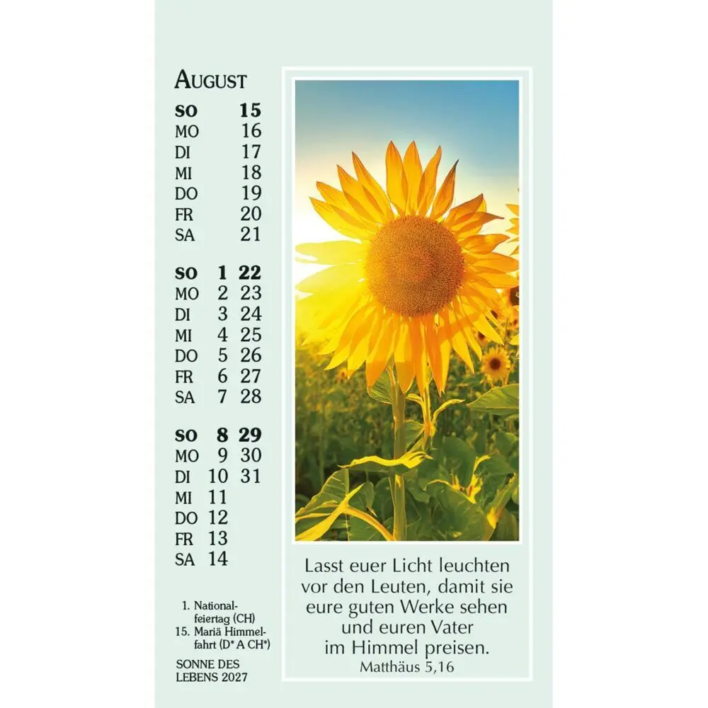 Bild: 9783754892077 | Sonne des Lebens 2027 | Mini-Kalender mit Bibelworten und Farbfotos