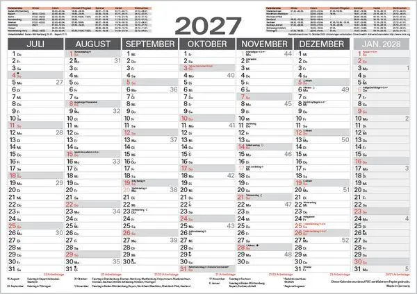 Bild: 9783819302077 | Tafelkalender A3 "Stabil" 2027 | Verlag Korsch | Kalender | 1 S.