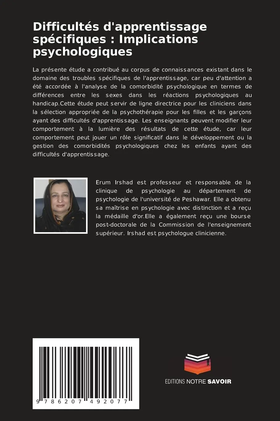 Rückseite: 9786207492077 | Difficultés d'apprentissage spécifiques : Implications psychologiques