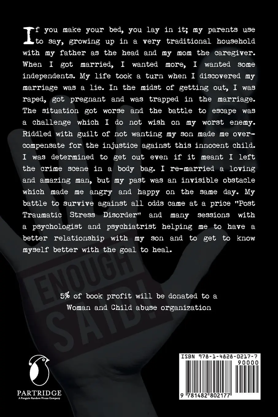 Rückseite: 9781482802177 | Enough Said! | From Victim to Survivor | Zubi Adams | Taschenbuch