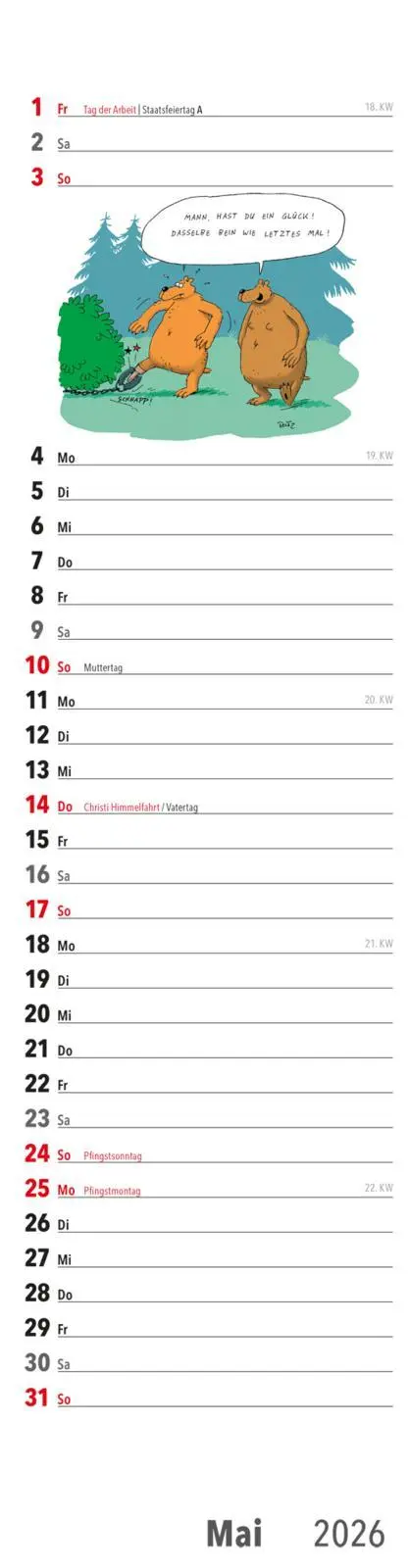 Bild: 9783830322177 | Fiese Bilder Streifenkalender 2026: Monatskalender für die Wand | 2026