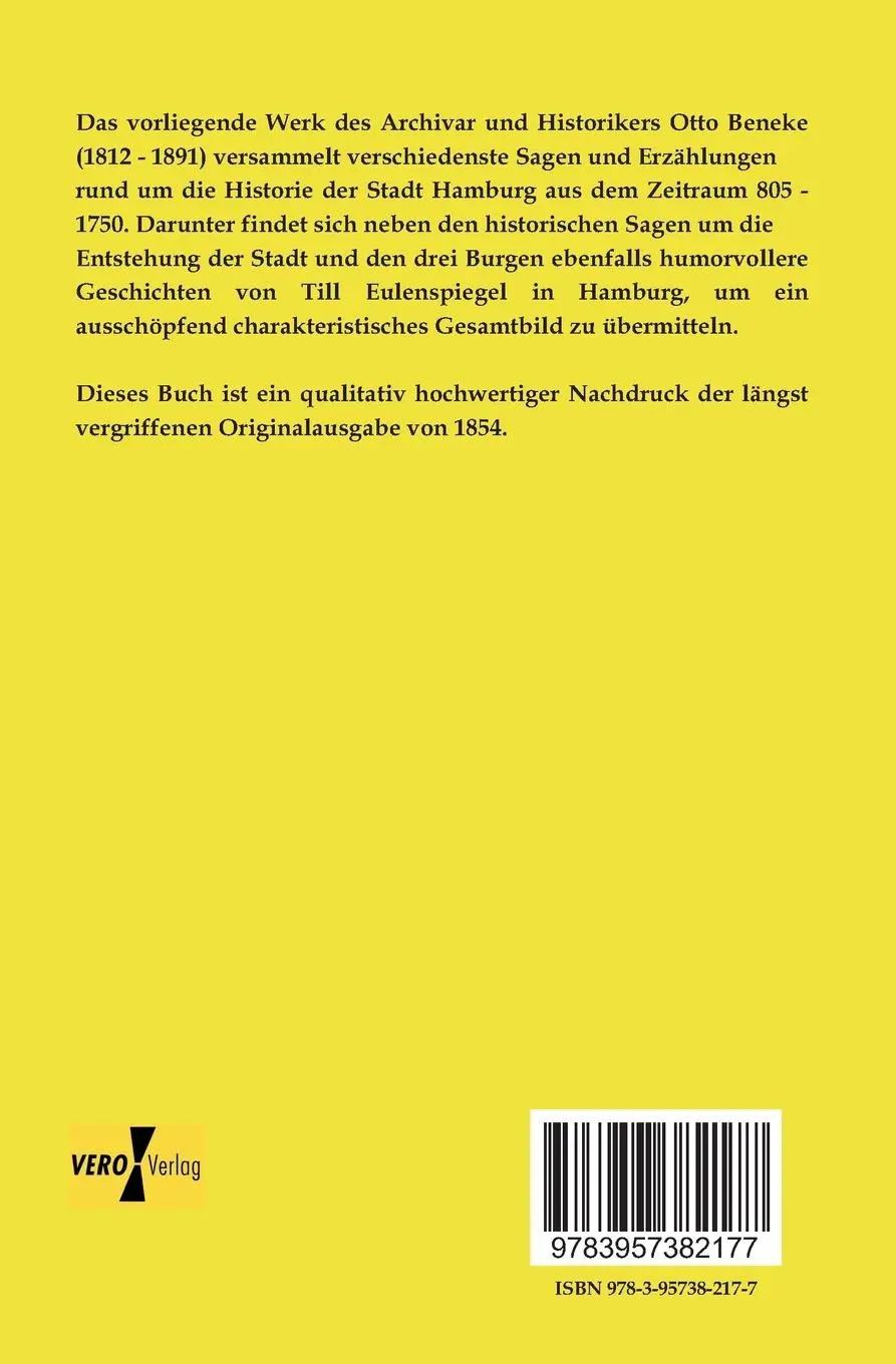 Rückseite: 9783957382177 | Hamburgische Geschichten und Sagen | Otto Beneke | Taschenbuch | 2019