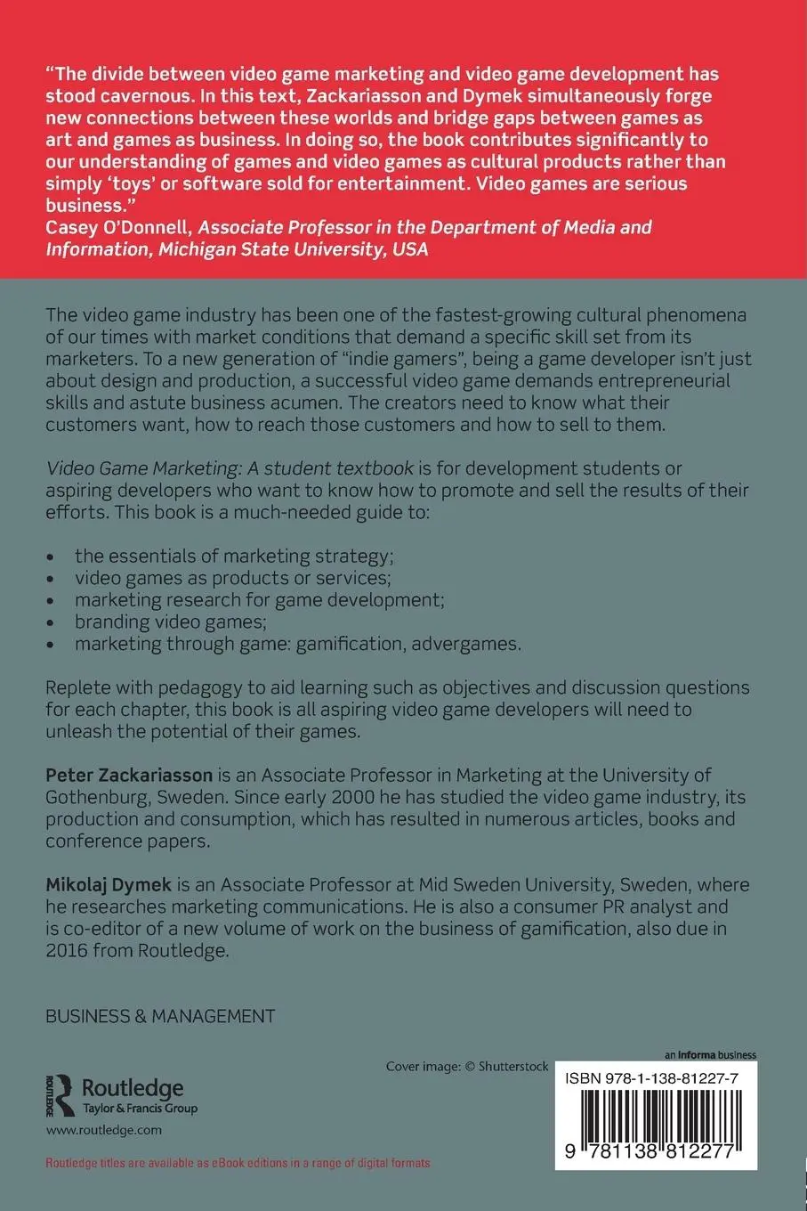 Rückseite: 9781138812277 | Video Game Marketing | A student textbook | Peter Zackariasson (u. a.)