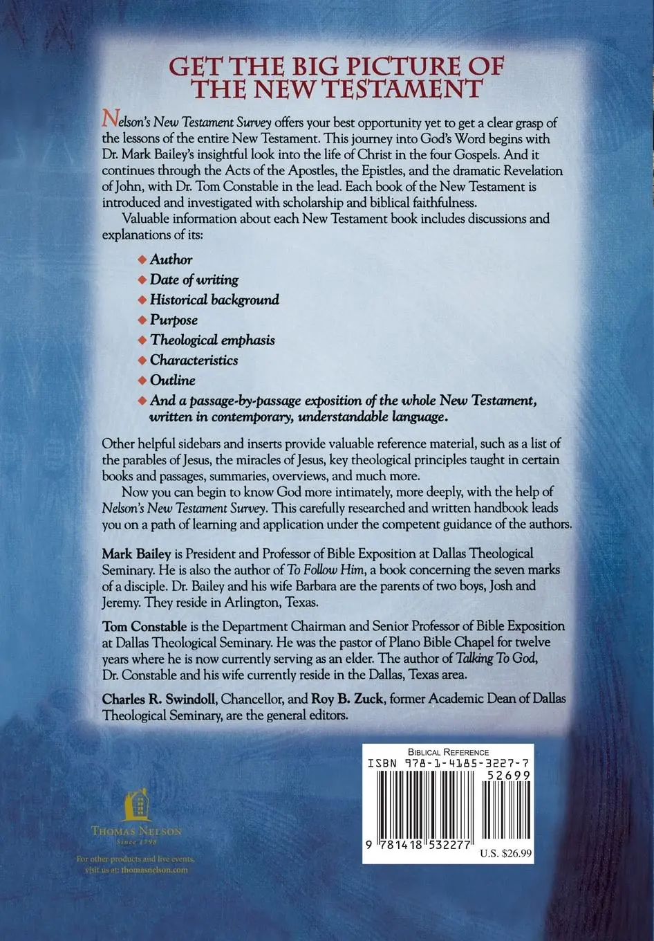 Rückseite: 9781418532277 | The Nelson's New Testament Survey | Mark Bailey (u. a.) | Taschenbuch
