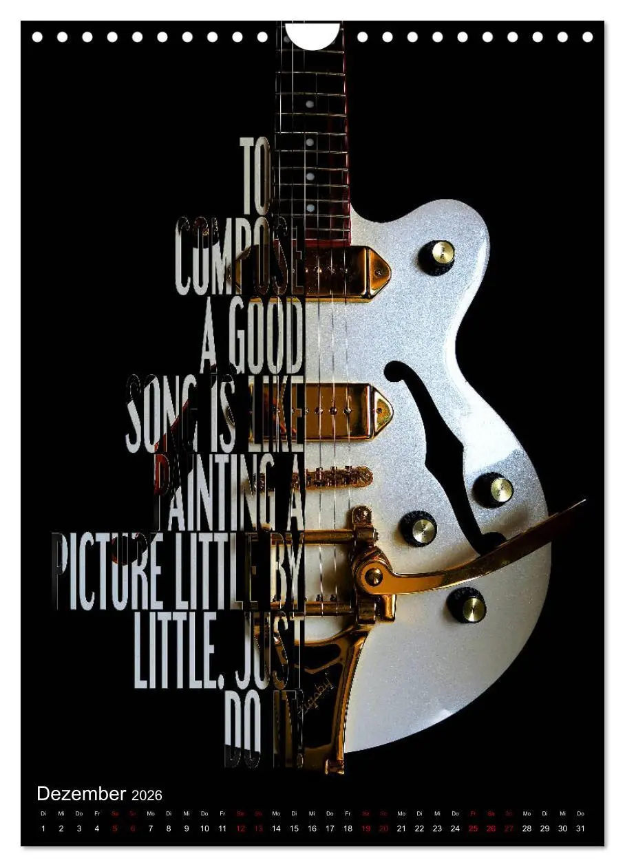 Bild: 9783516412277 | Rockgitarren Textposter (Wandkalender 2026 DIN A4 hoch), CALVENDO...