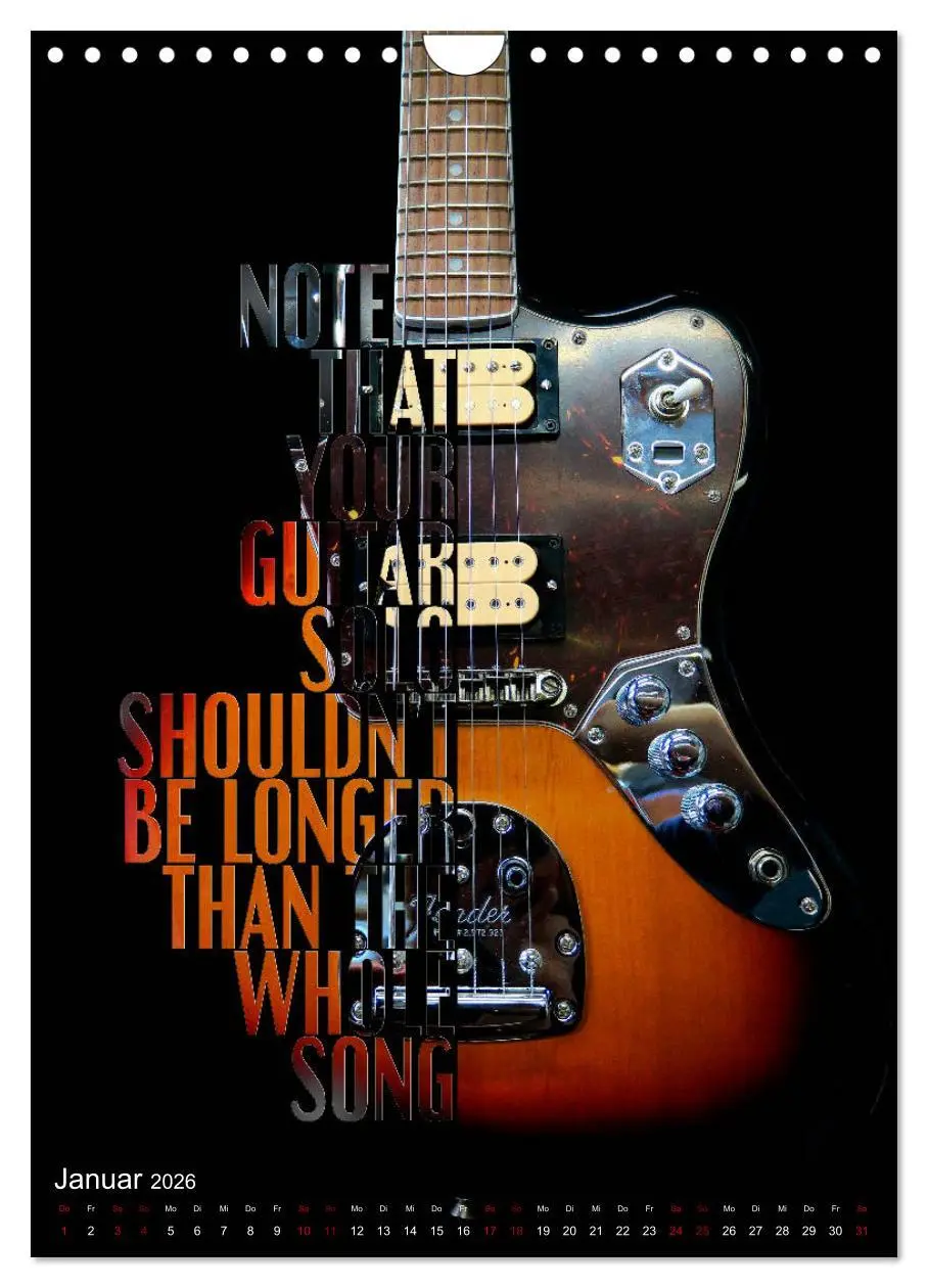 Bild: 9783516412277 | Rockgitarren Textposter (Wandkalender 2026 DIN A4 hoch), CALVENDO...